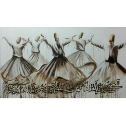 تابلو نقاشی مولایی طرح رقص سماع کد MRS03