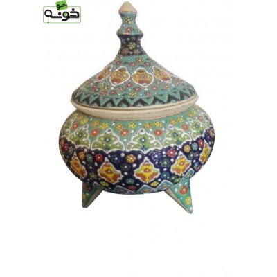 شکلات خوری 20 سانتی سه پایه سفالی میناکاری کد S1