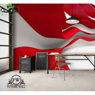 پوستر سه‌بعدی فیوچروال Future wall طرح موج‌های رنگی قرمز